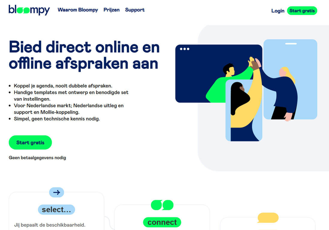 Bloompy Booking Platform - Main website homepage