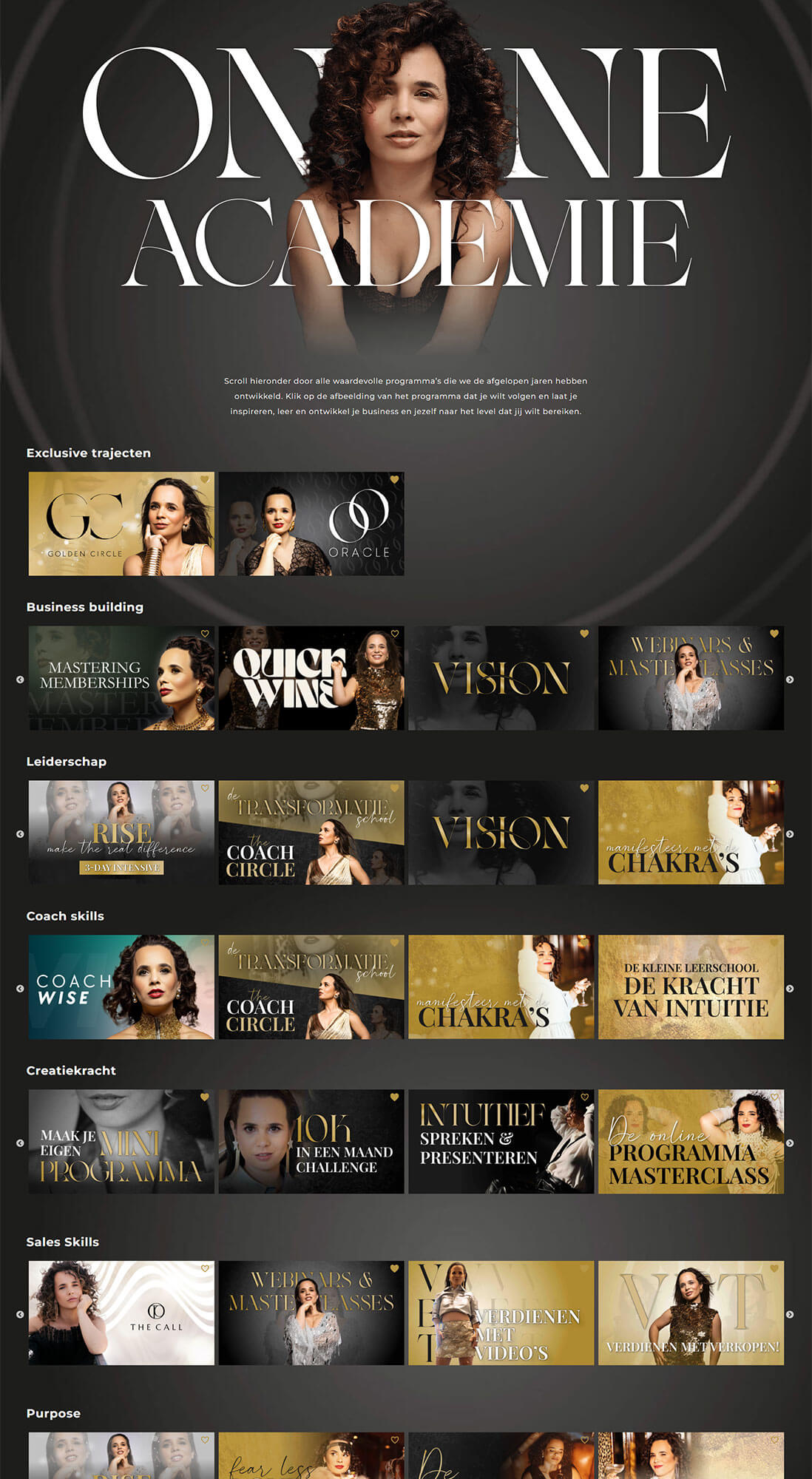 DeOnlineAcademy.nl - WordPress learning platform with tutorial carousels